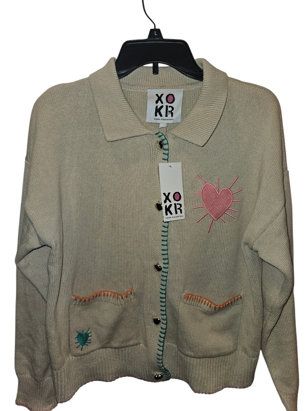Anthropologie Kerri Rosenthal Cardigan Collar (Beige) NWT